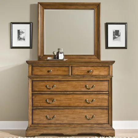 4 Drawer Small Media Dresser & Mirror